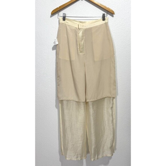 Mouggan Womens Ivory Hemp Blend Semi Lined Formal/Dress Wide Leg Pants Large NWT - Picture 14 of 15